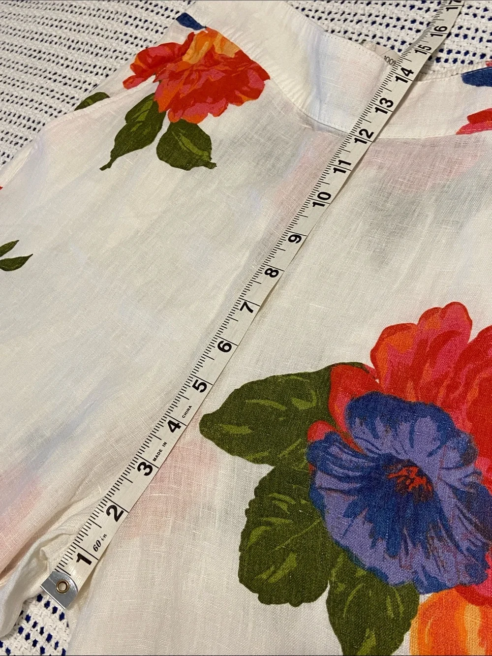 Joie 100% Linen Wide Leg Crop Floral Botanical Hi Rise Pants Size Large